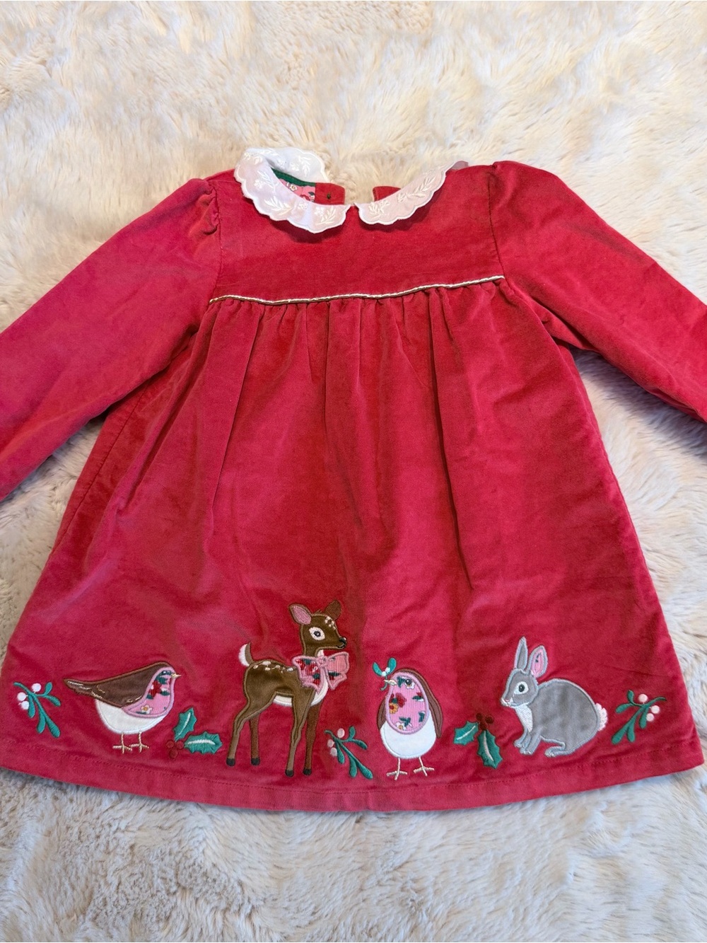Mini Boden Red Velvet Holiday Dress Size 12-18 Months EUC